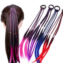 6pcs Girls Colorful Braids Hair Extensions Ponytail Accessories