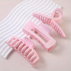 3pcs Pink Hair Claw Non Slip Clips for Thin Hair