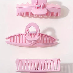 3pcs Pink Hair Claw Non Slip Clips for Thin Hair