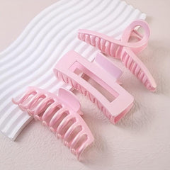 3pcs Pink Hair Claw Non Slip Clips for Thin Hair