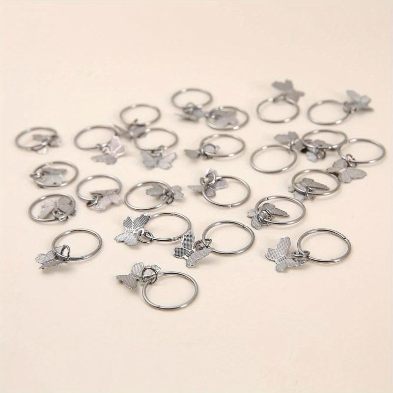 24pcs Butterfly Hair Ring Golden Accessory For Girls Women