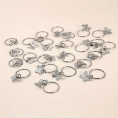 24pcs Butterfly Hair Ring Golden Accessory For Girls Women