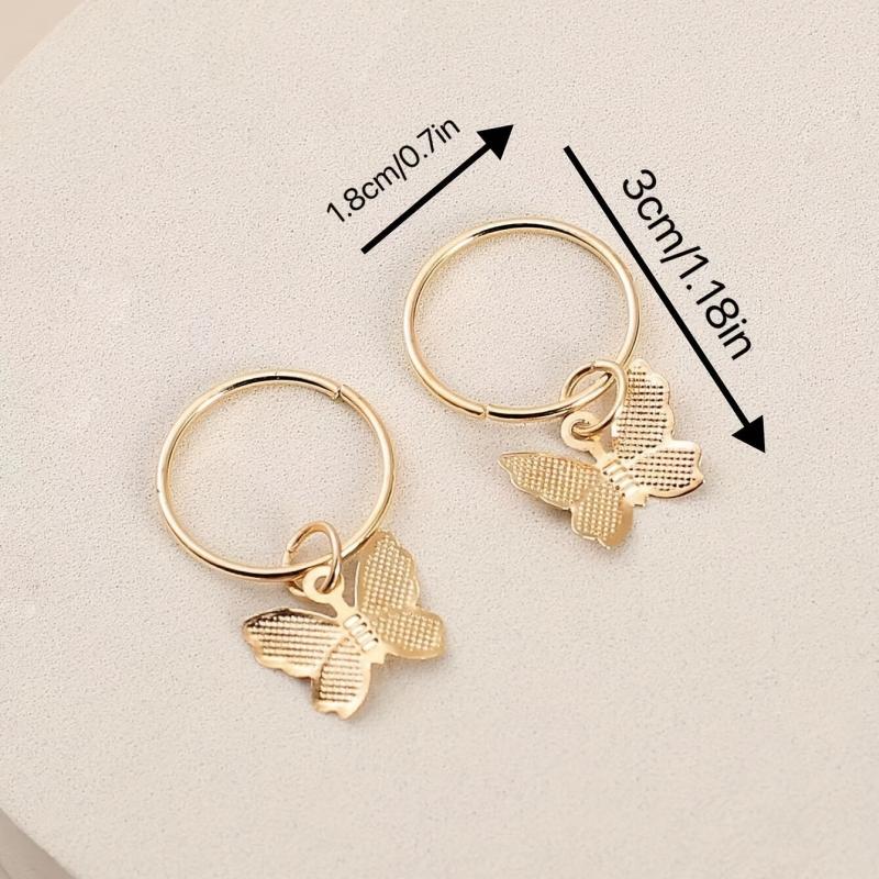 24pcs Butterfly Hair Ring Golden Accessory For Girls Women