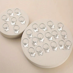 24pcs Butterfly Hair Ring Golden Accessory For Girls Women