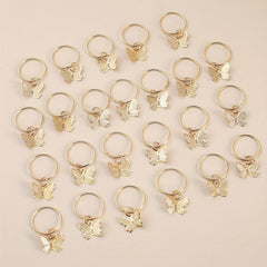 24pcs Butterfly Hair Ring Golden Accessory For Girls Women