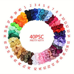 40pcs Y2K Colorful Scrunchies Hair Tie Solid Hair Rope Silky Hair Ring Ponytail