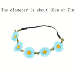 Hippie Flower Headband Stretchy Headdress Boho Hair Accessories For Women