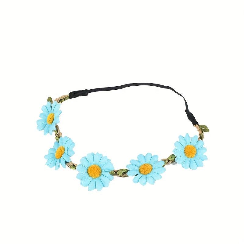 Hippie Flower Headband Stretchy Headdress Boho Hair Accessories For Women