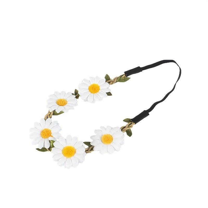 Hippie Flower Headband Stretchy Headdress Boho Hair Accessories For Women