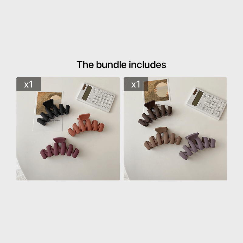 3pcs Solid Wave Acrylic Hair Clip Claw Hair Accessories For Her