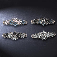 Rhinestone Flower Hair Barrettes Glitter Sparkle Fancy Clips Vintage Accessories