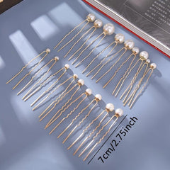 18pcs Wedding Faux Pearl Hair Pins Bridal Hair Pearls U Shaped Bobby Pins