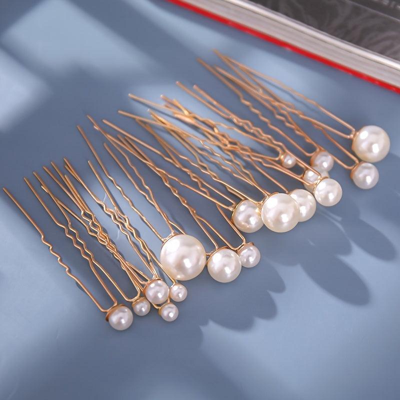 18pcs Wedding Faux Pearl Hair Pins Bridal Hair Pearls U Shaped Bobby Pins