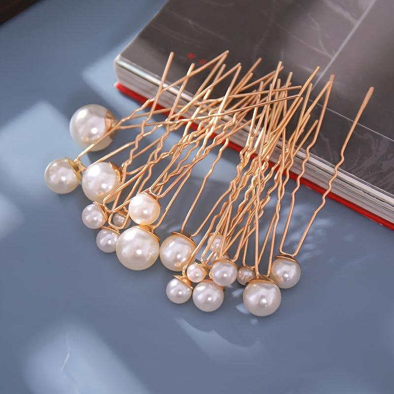 18pcs Wedding Faux Pearl Hair Pins Bridal Hair Pearls U Shaped Bobby Pins