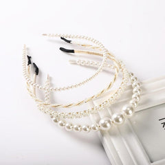 4PCS Faux Pearl Headbands for Women Rhinestones Hair Hoop Wedding Accessorie