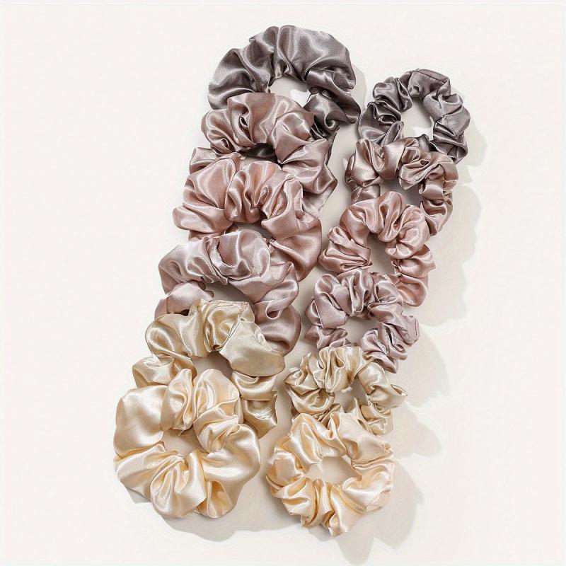 12pcs Large Satin Scrunchie Hair Tie Silk Hair Rope Hair Accessories