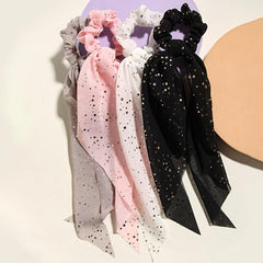 4pcs Polka Dot Hair Scarf Scrunchies Satin Silk Bowknot Hair Bands