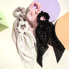 4pcs Polka Dot Hair Scarf Scrunchies Satin Silk Bowknot Hair Bands