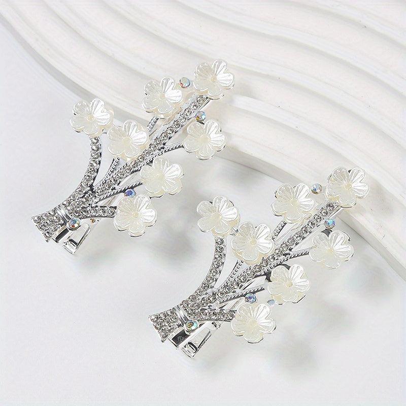 Floral Duck Bill Clips Rhinestones Hair Accessory