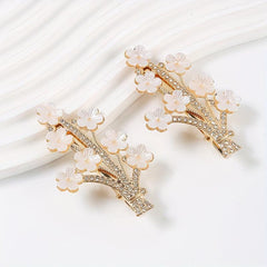 Floral Duck Bill Clips Rhinestones Hair Accessory