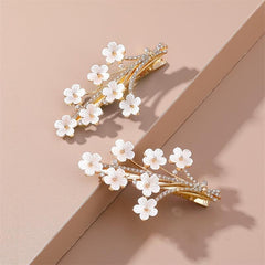 Floral Duck Bill Clips Rhinestones Hair Accessory
