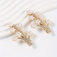 Floral Duck Bill Clips Rhinestones Hair Accessory