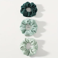 3pcs Floral Solid Hair Scrunchies Soft Fabric Fit Curly Fine Thick Thin Hair