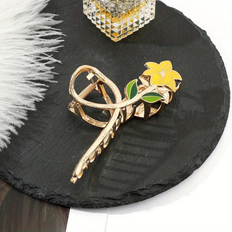 Alloy Flower Hair Claw Clip Strong Hold Grip Hair Jaw Clip Thick Hair