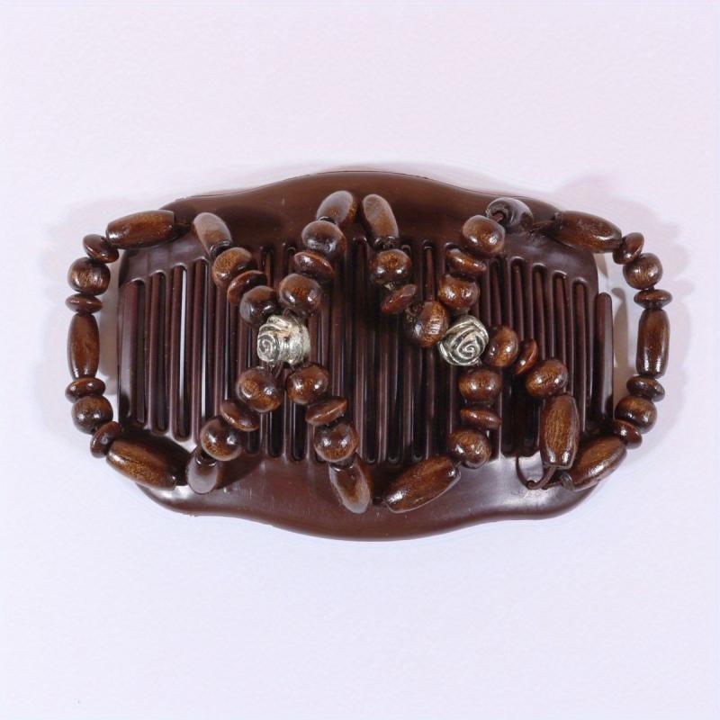 Boho Wooden Beaded Double Side Hair Comb