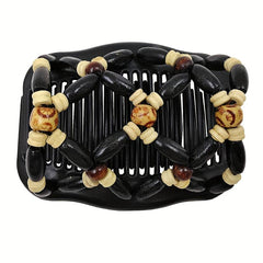 Boho Wooden Beaded Double Side Hair Comb
