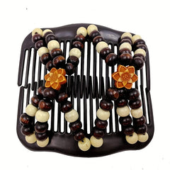 Boho Wooden Beaded Double Side Hair Comb