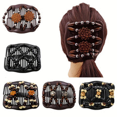 Boho Wooden Beaded Double Side Hair Comb