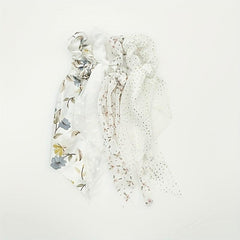 4pcs Floral Print Scarf Scrunchie Polka Dot Hair Tie for Women