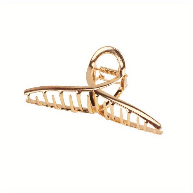 Golden Metal Hair Claw Clip Strong Hold Grip Hair Jaw Clip