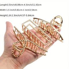 Golden Metal Hair Claw Clip Strong Hold Grip Hair Jaw Clip