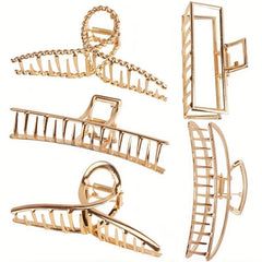 Golden Metal Hair Claw Clip Strong Hold Grip Hair Jaw Clip