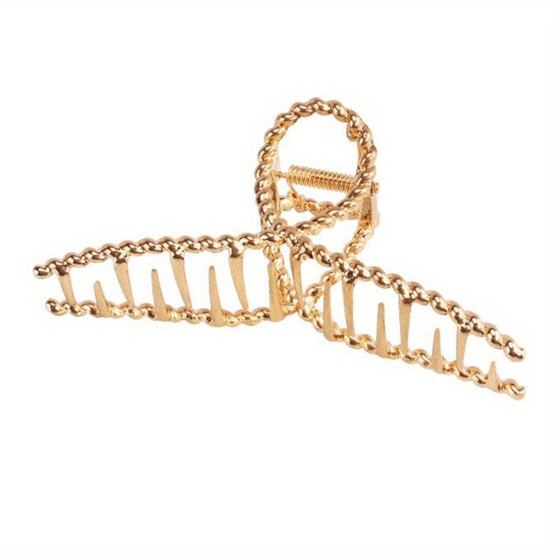 Golden Metal Hair Claw Clip Strong Hold Grip Hair Jaw Clip