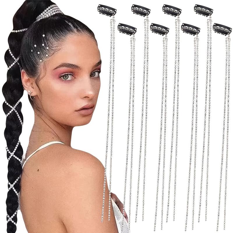 Rhinestone Chain Tassel Hair Clips Headband For Bride