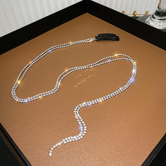 Rhinestone Chain Tassel Hair Clips Headband For Bride