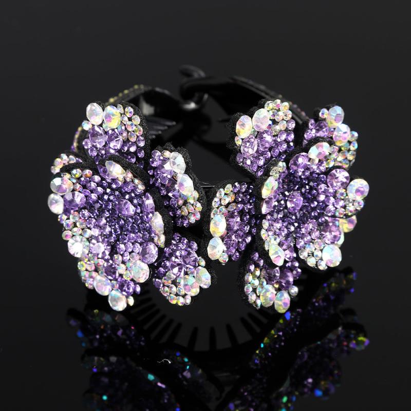 Flower Rhinestone Hair Claws for Women Hair Clip Barrettes Ponytail Holder