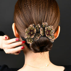 Flower Rhinestone Hair Claws for Women Hair Clip Barrettes Ponytail Holder