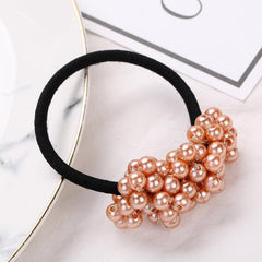 Faux Pearl Hair Elastics Ties Thick Stretchy Rubber Bands Ponytail Holder