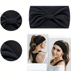 Boho Headbands Yoga Top Knotted Hair Bands Sweat Solid Sweatband Elastic Turban