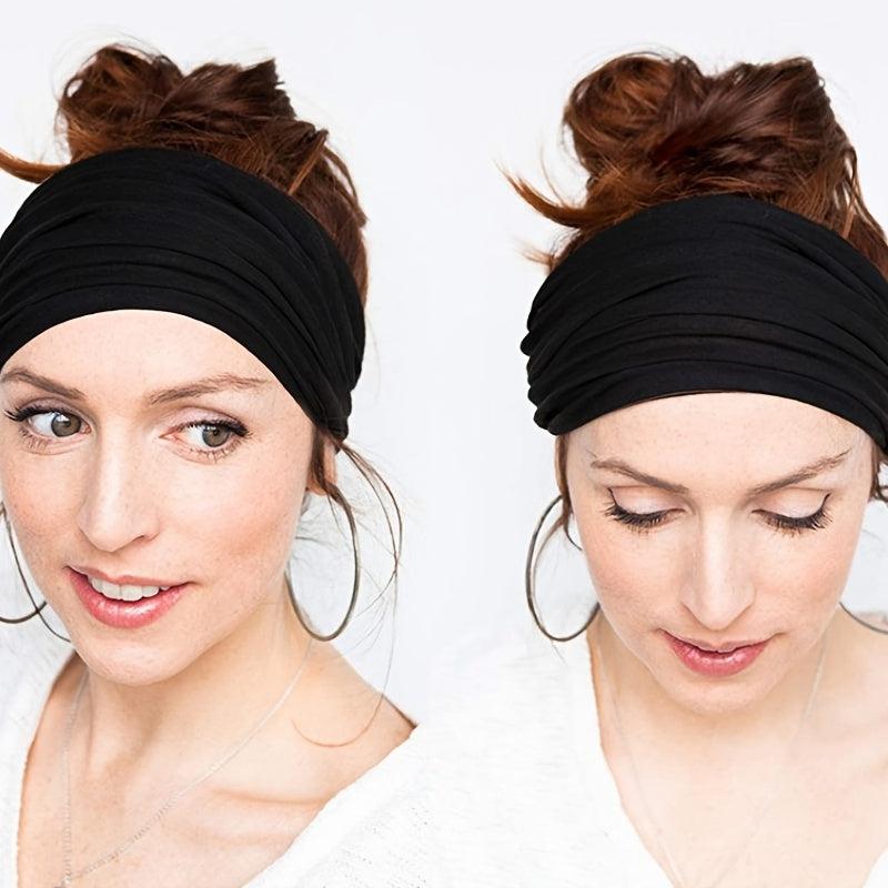 Boho Headbands Yoga Top Knotted Hair Bands Sweat Solid Sweatband Elastic Turban