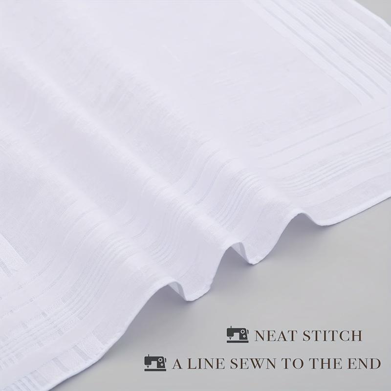 12pcs Solid Stripe Hankies Large Square Classic Handkerchief Bulk Set