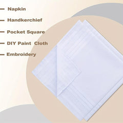 12pcs Solid Stripe Hankies Large Square Classic Handkerchief Bulk Set