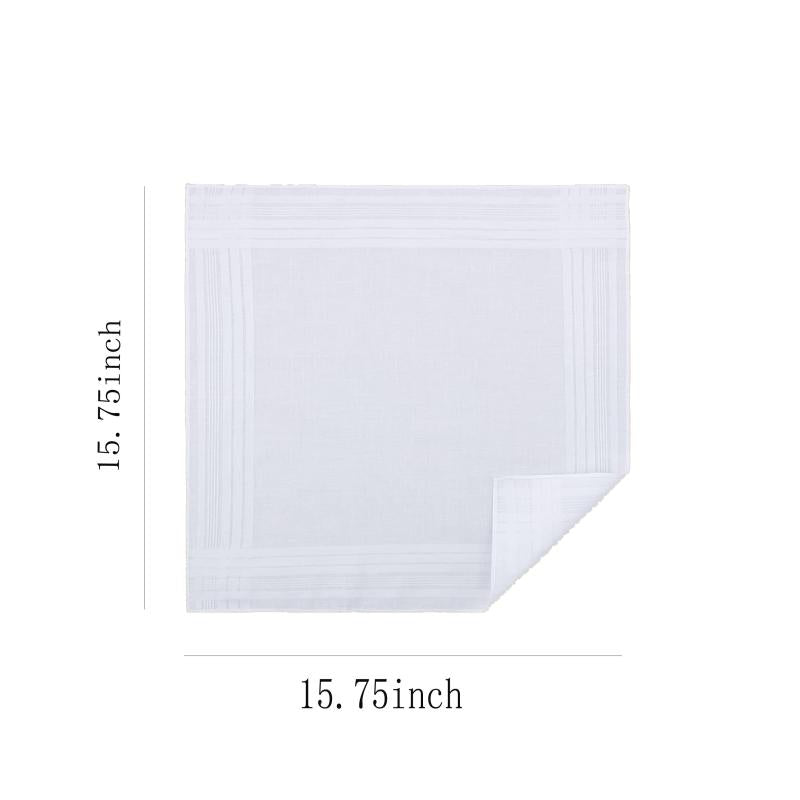 12pcs Solid Stripe Hankies Large Square Classic Handkerchief Bulk Set