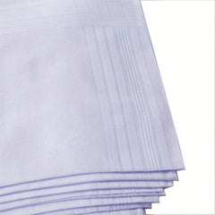 12pcs Solid Stripe Hankies Large Square Classic Handkerchief Bulk Set