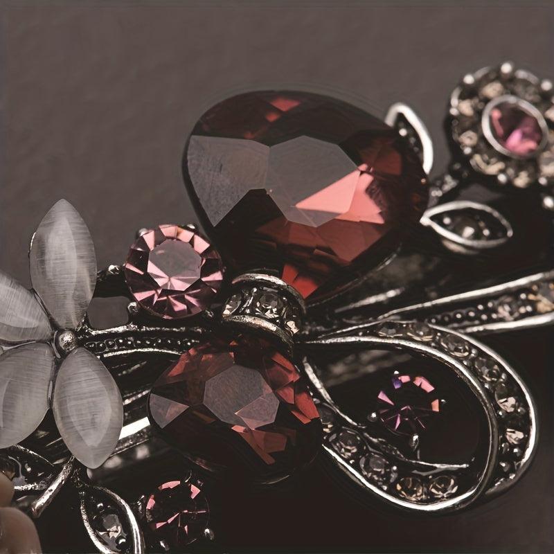 Retro Alloy Rhinestone Bow Hair Clip Crystal Flower Grace Hair Accessories