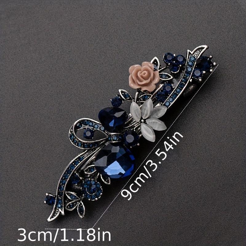 Retro Alloy Rhinestone Bow Hair Clip Crystal Flower Grace Hair Accessories